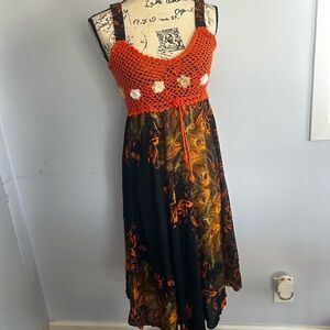 Orange Asymmetrical‎ Sundress with Sweetheart Neckline